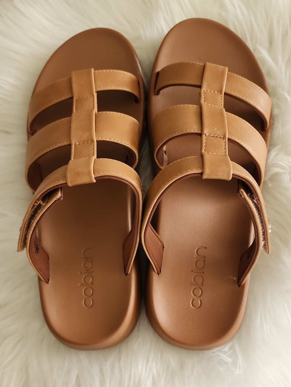 Cobian Women's Tan Triple-Strap Slide Sandals NWOT